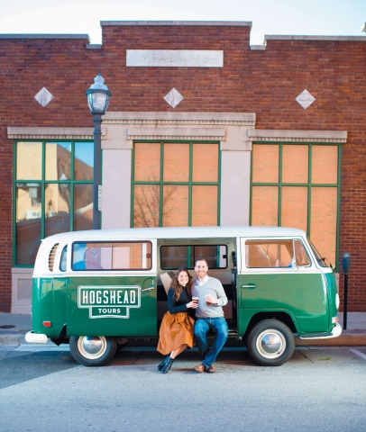 Hogshead Tours van with creators Lora and Dustin Murphy, of Fayetteville