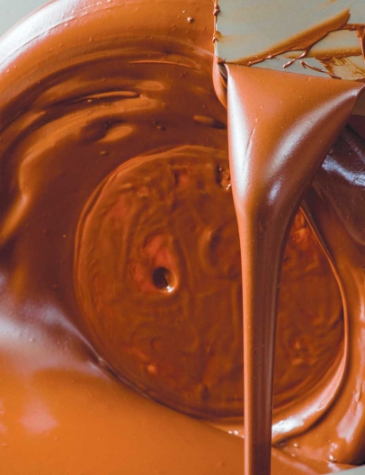 melted chocolate in pot