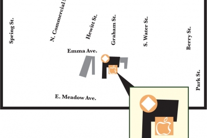 street map of black apple crossing taproom location