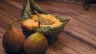fig leaf stuffed with cornmeal 